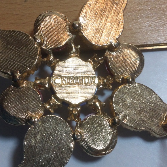 VTG Sarah Coventry Red White & Blue Cabochon Star Brooch - Picture 4 of 5